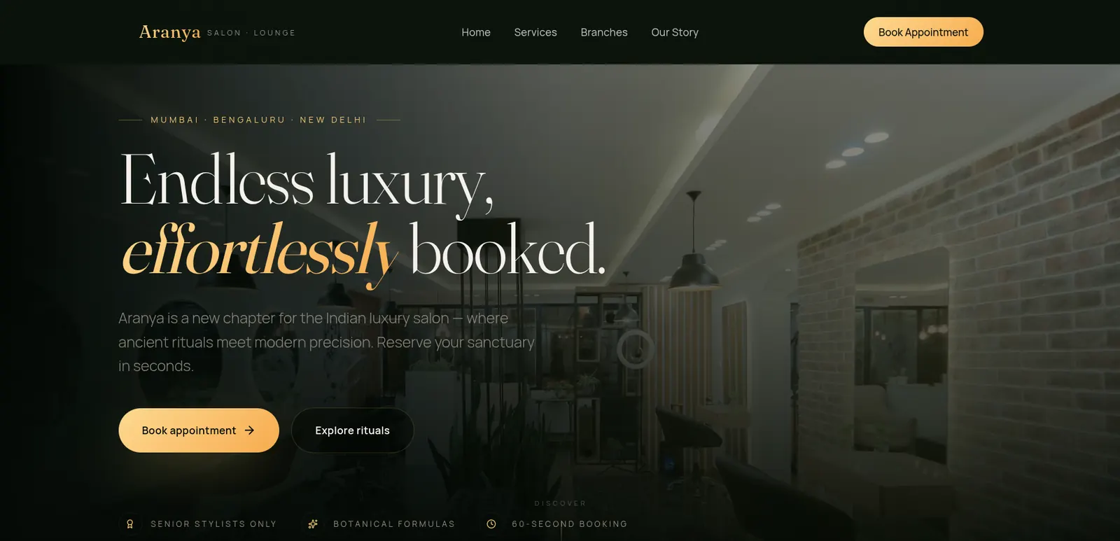 Aranya Salon & Spa, Booking System · Multi-branch