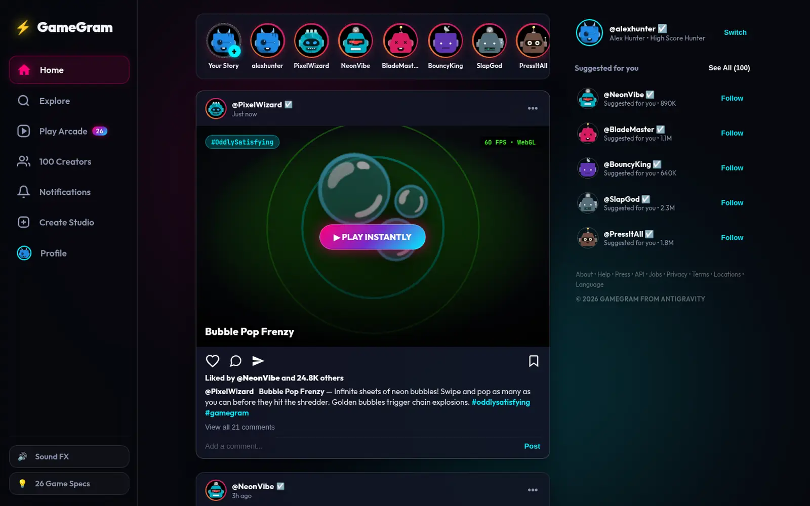 GameGram, Web App · Social Gaming