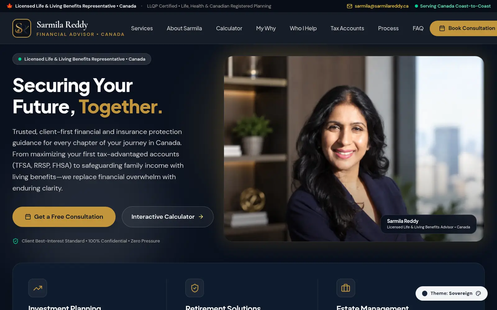 Sarmila Reddy, Finance · Life & Living Benefits, Canada